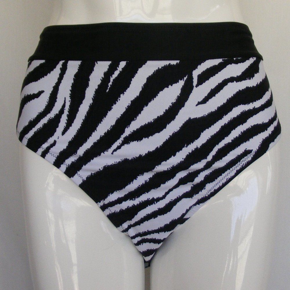new CUPSHE Zebra Bikini Bottom, 2X, High Waist,  Black/White, Plus size